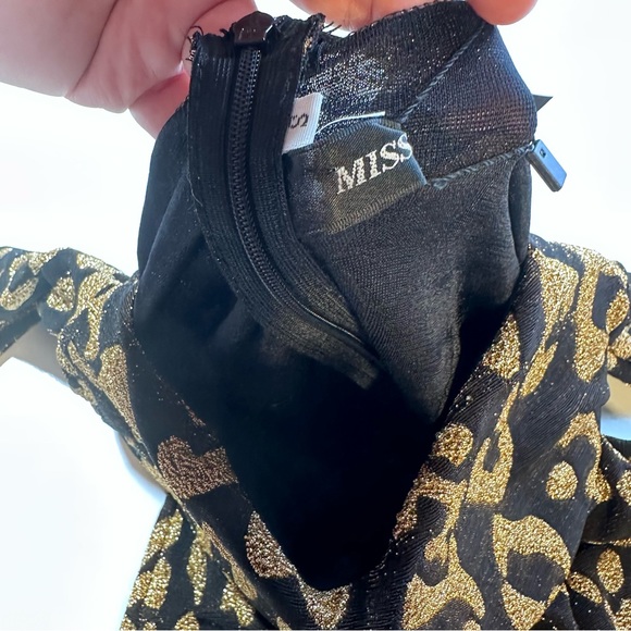 Miss Ord Gold Metallic Black Leopard/Cheetah Print ElasticCuffs Midi Dress NWT S - Picture 9 of 14